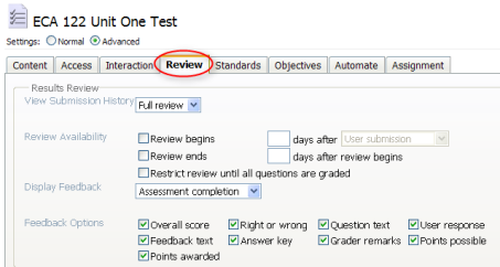 Review Tab
