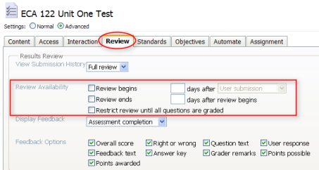 Specify the Review Availability