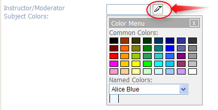 Color Menu for Instructor Subject Colors